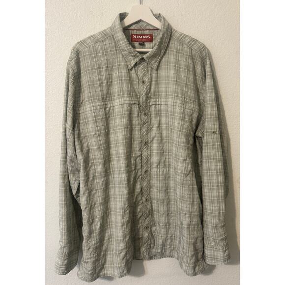 SIMMS Men's Fishing Shirt‎ Green Plaid XXL - Picture 1 of 10